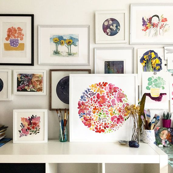 570x570 Floral Watercolor Wall Art. Floral Wall Decor For Her. Botanical