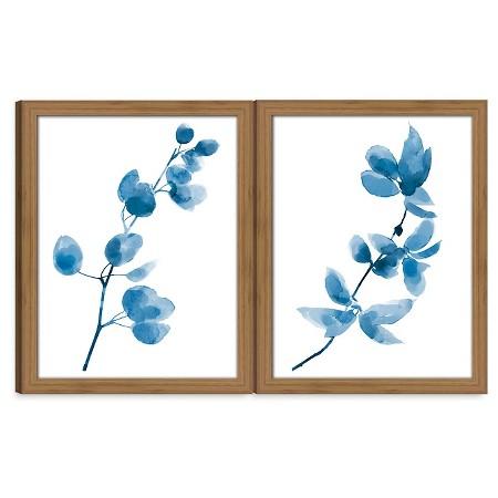 450x450 Framed Watercolor Branch Blue Wall Art