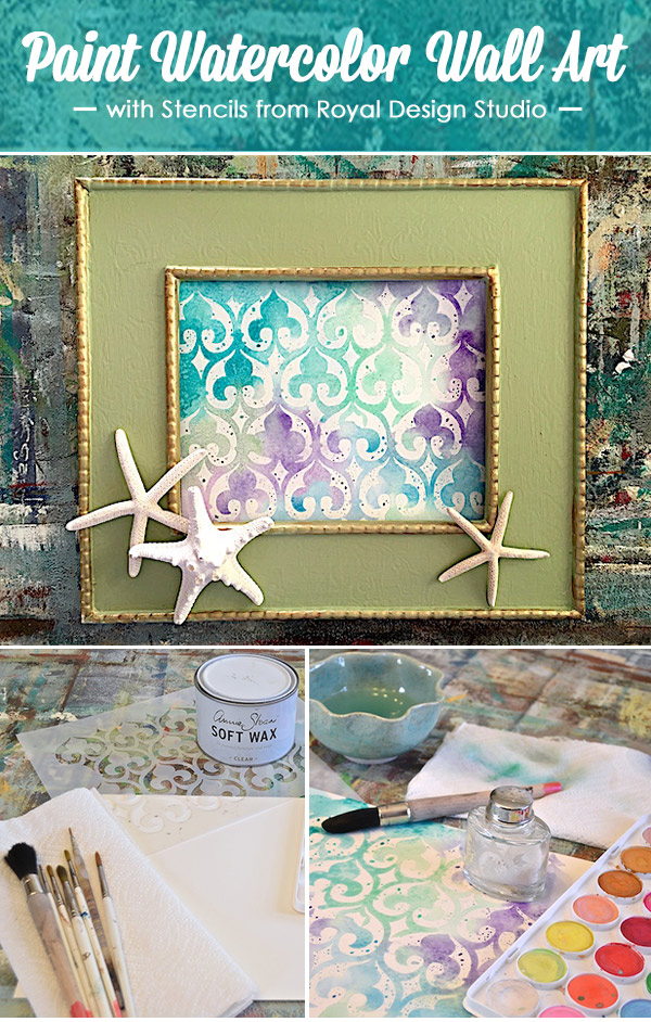 600x942 Paint Watercolor Wall Art With Stencils Paint + Pattern