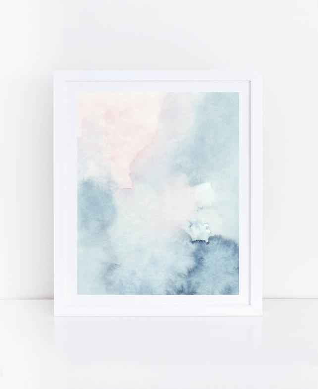 642x785 Printable Abstract Art Watercolor Wall Art Sky Print Blue Etsy