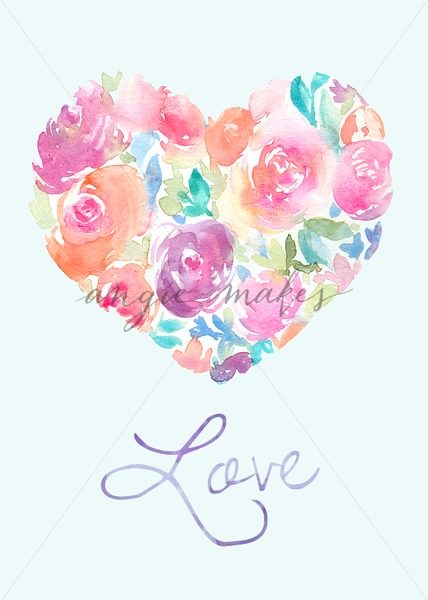 428x600 This Watercolor Heart Wall Art Features Cute Heart Amp Love Text