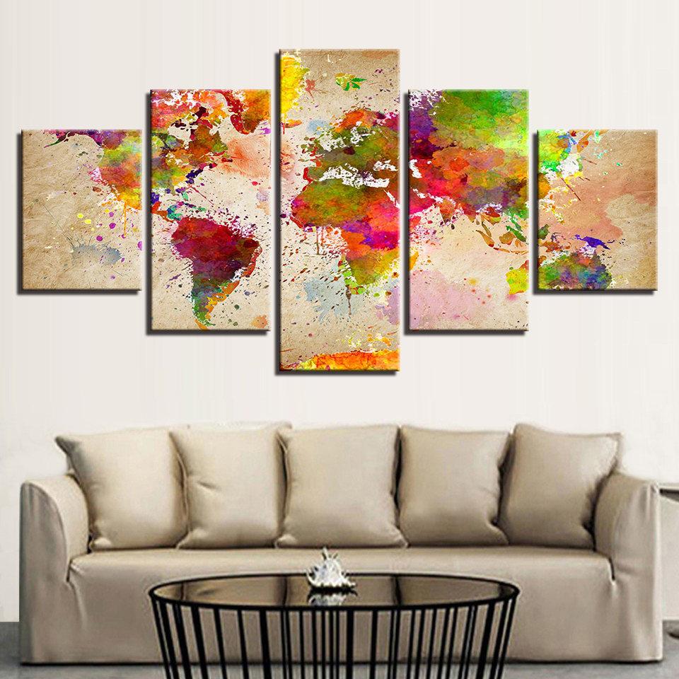960x960 World Map Watercolor Wall Art, World Map Watercolor Canvas Art
