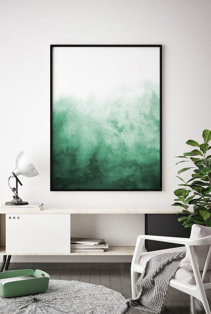 736x1097 Abstract Watercolor Wall Art Watercolor Print, Watercolor Green