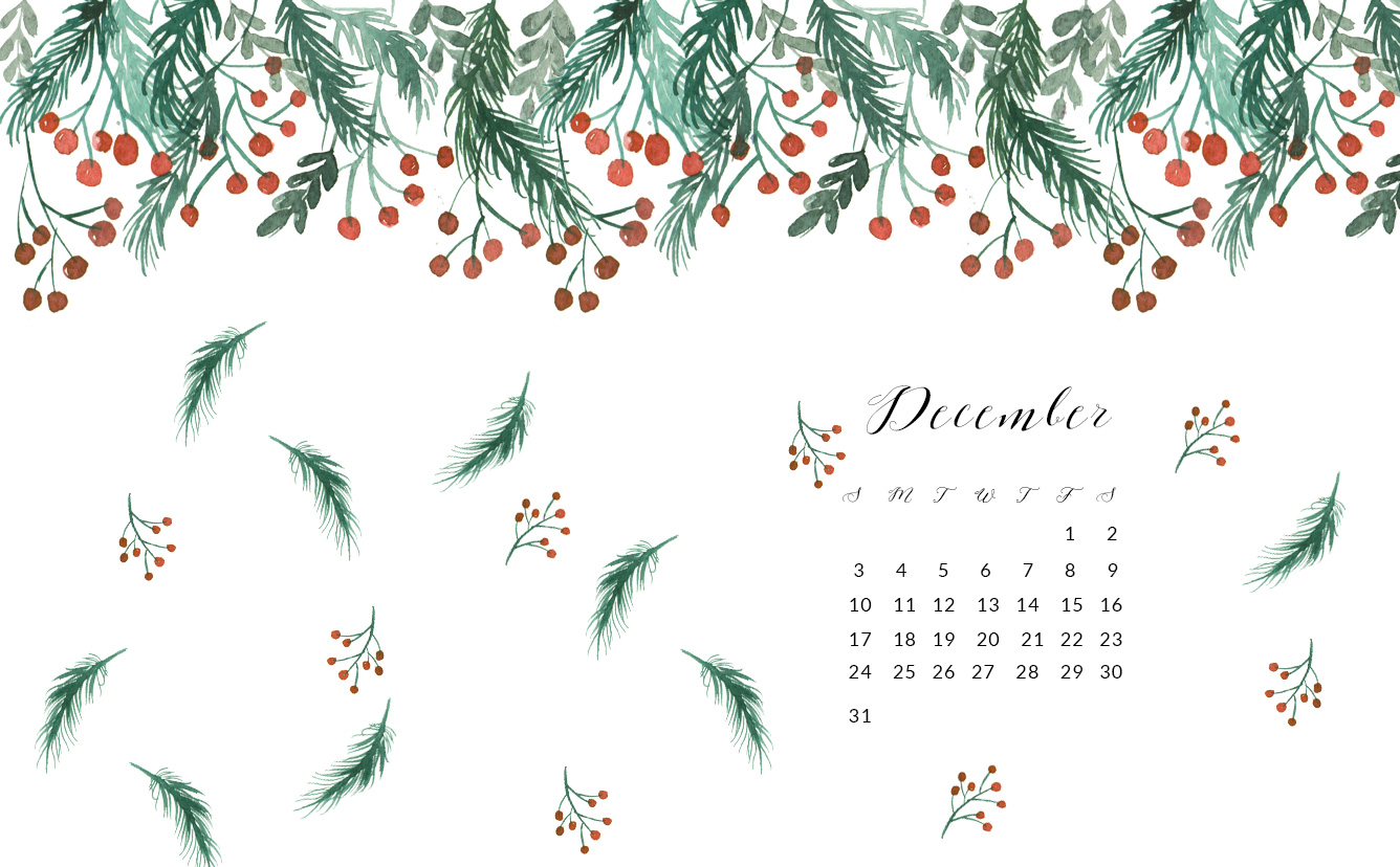 1336x828 Free December Watercolor Wallpapers
