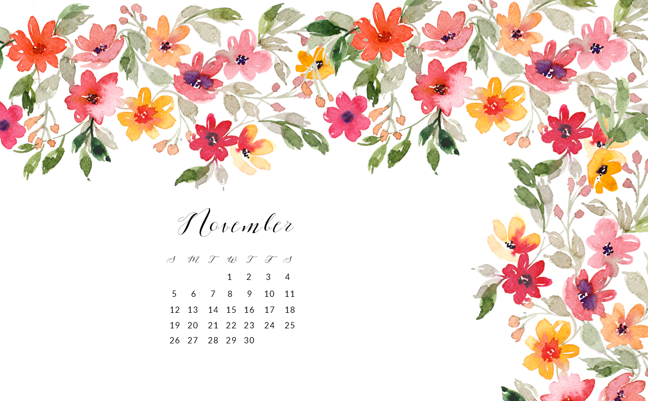 1336x828 Free November Watercolor Wallpapers