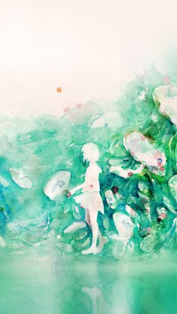 250x444 Iphone7 Wallpaper Ai07 Watercolor Green Girl