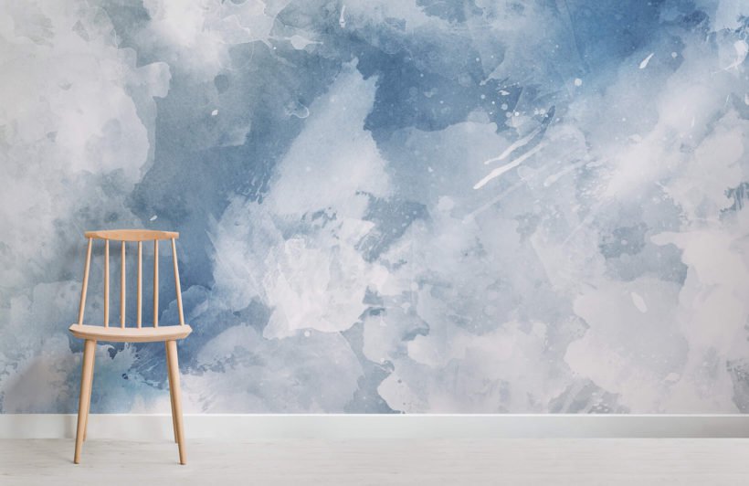 820x532 Blue And White Watercolor Wallpaper Grunge Style Muralswallpaper