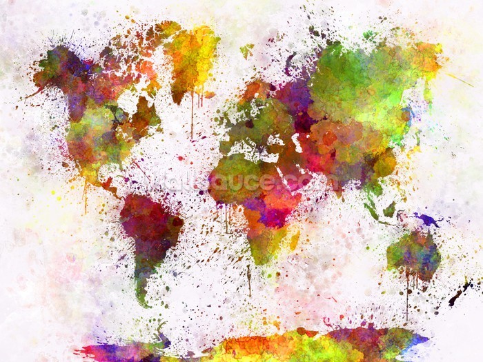 700x525 World Map Colour Splash Wallpaper Wall Mural Wallsauce Germany