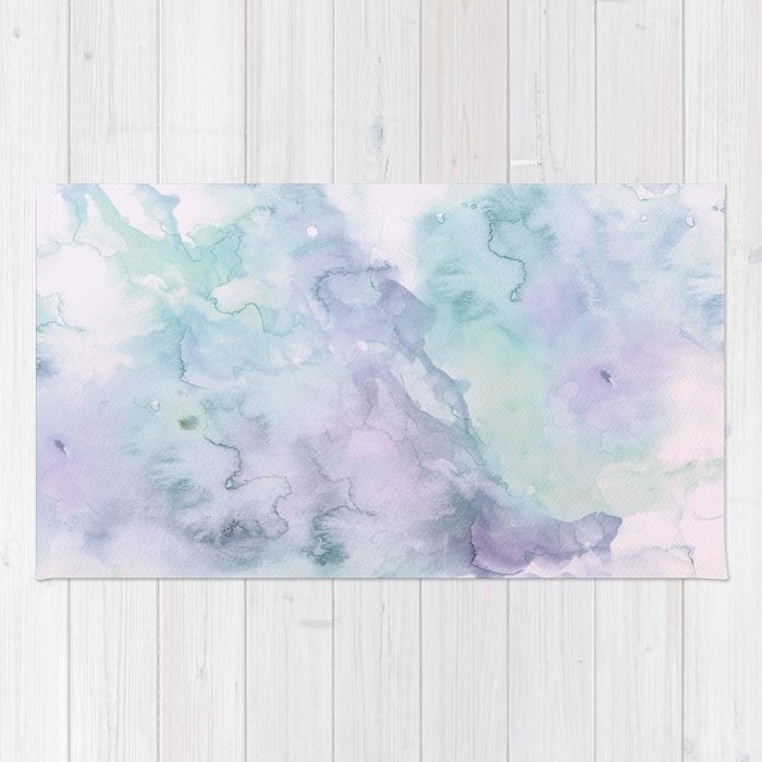 700x700 Pastel Modern Purple Lavender Hand Painted Watercolor Wash Rug By