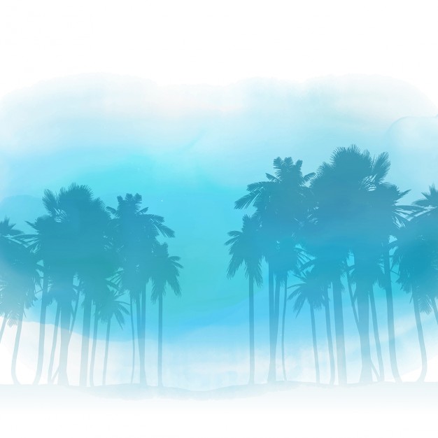 626x626 Silhouettes Of Palm Trees On A Watercolor Wash Background Vector