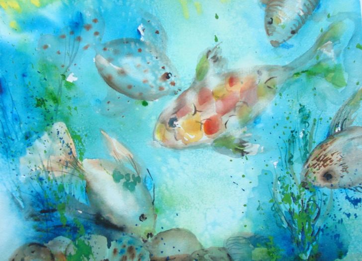 728x526 How To Paint Big Fish In Watercolor 7 Steps (With Pictures)