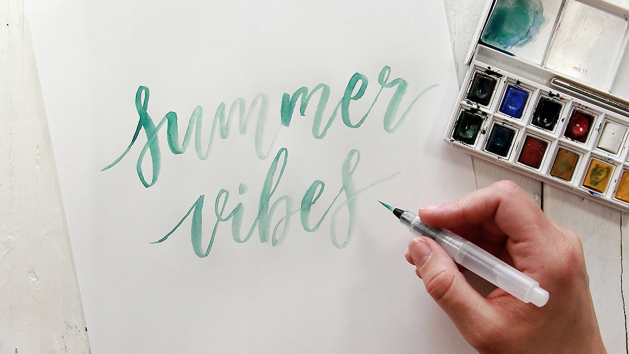 1280x720 Hand Lettering With A Water Brush And Watercolor Tutorial