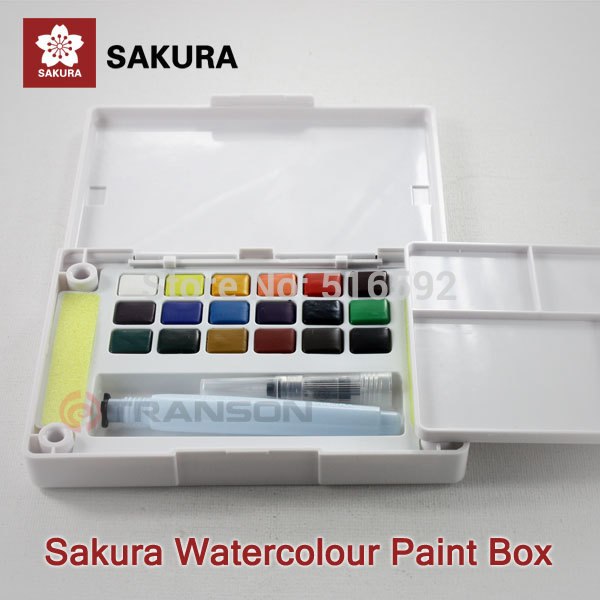 600x600 Sakural 18 Colorus Watercolour Paint Box, With A Water Brush