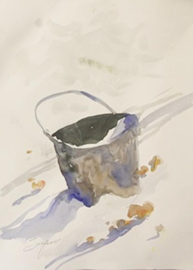 789x1100 Original Watercolor On Paper The Old Water Bucket By