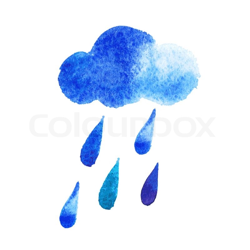 800x800 Vector Watercolor Rain Drops, Seamless Background With Stylized