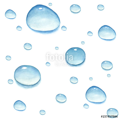 500x500 Watercolor Seamless Pattern With Water Drops On A White Background