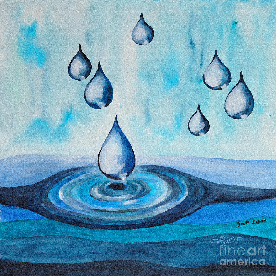 900x900 Waterdrops Painting By Jutta Maria Pusl