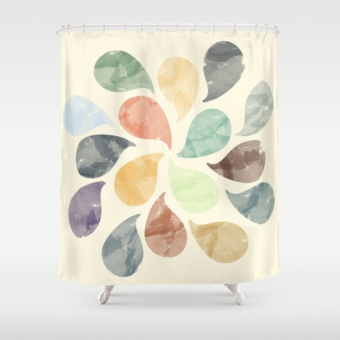 700x700 Colorful Water Drops (Watercolor Version) Shower Curtain By