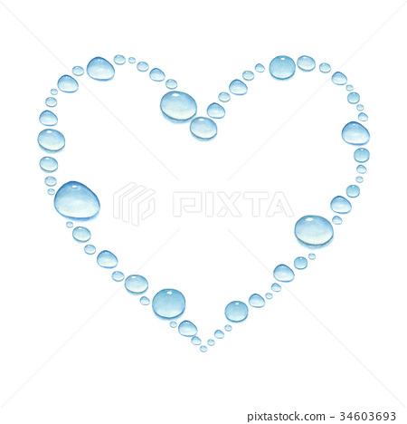 450x468 Heart With Watercolor Water Drops, Isolated