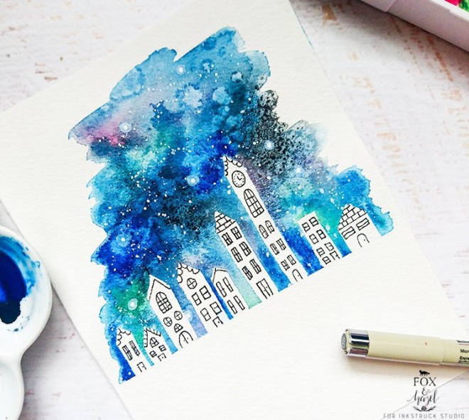 660x591 How To Paint A Watercolor Galaxy, Nebula And Night Sky 10 Tutorials