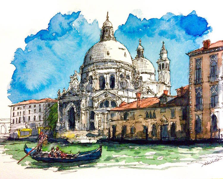 750x602 Watercolor Paintings Of International Architecture By Artist With