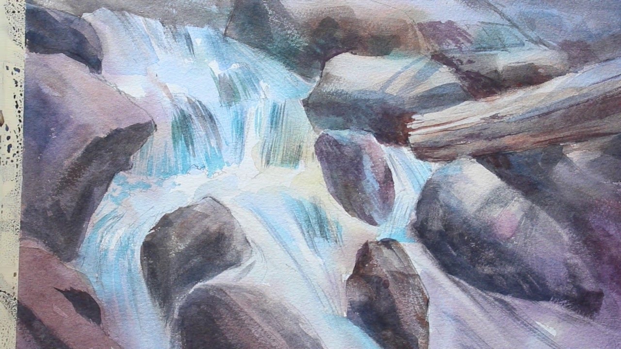 1280x720 Rough Waterfall In Watercolor