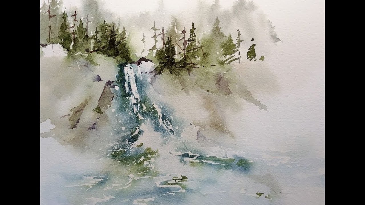1280x720 Simple Waterfall Transparent Watercolor Demonstration