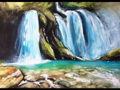 480x360 Watercolor Waterfall Painting Demonstration