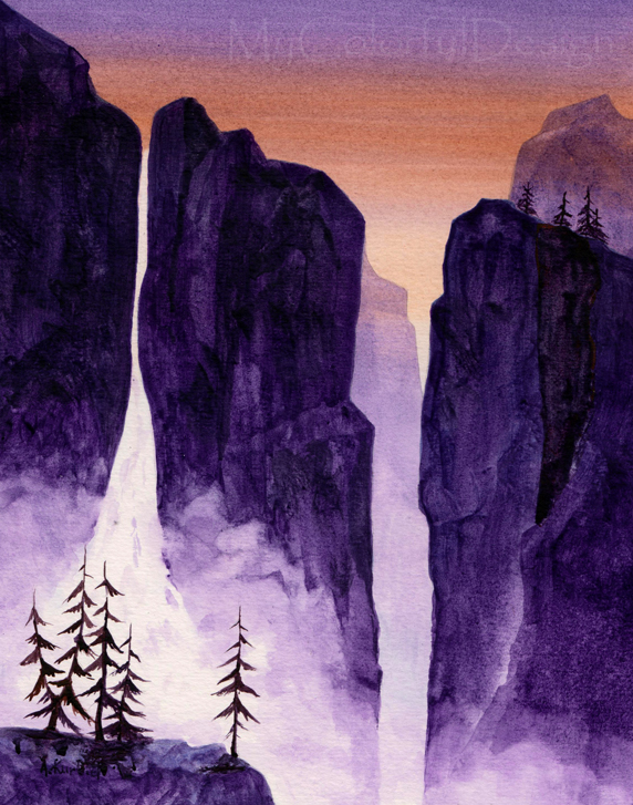 572x727 Waterfall In Watercolor By Alina Kurbiel