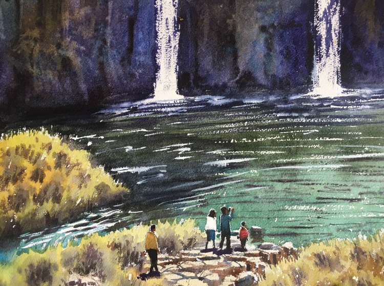 750x558 Harajiri Waterfall Title Of A Watercolor Painting Of A Japanese