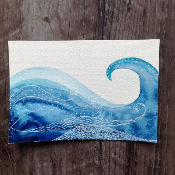 570x570 Ocean Waves Original Watercolor Painting By Alchemyofthought