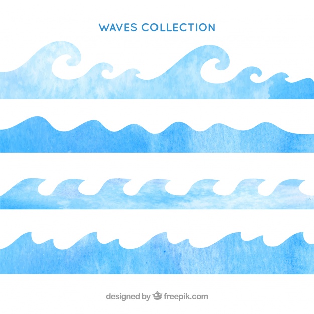 626x626 Watercolor Waves Collection Vector Free Download