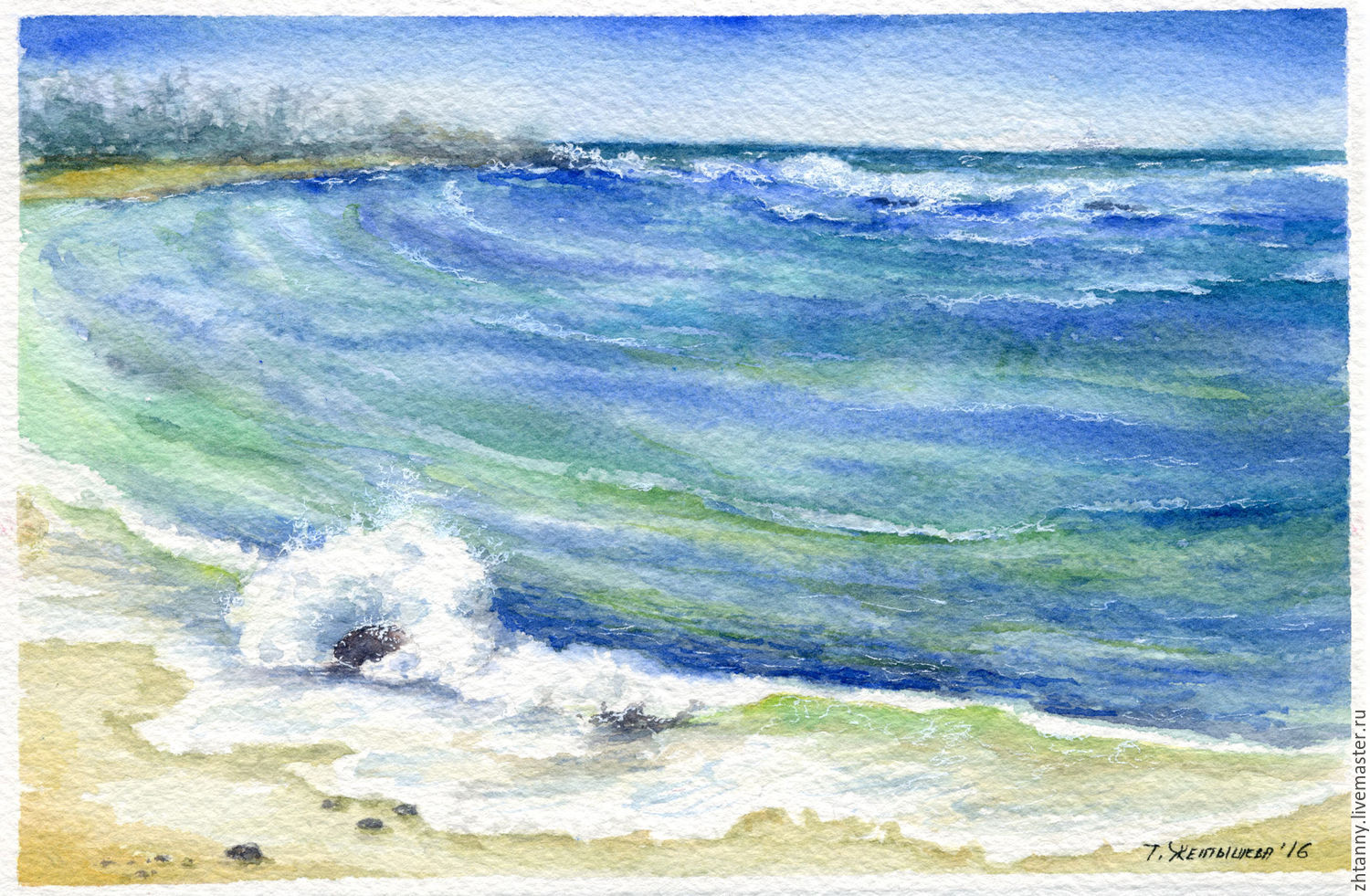 1500x981 Watercolor Waves Of The Indian Ocean Shop Online On Livemaster