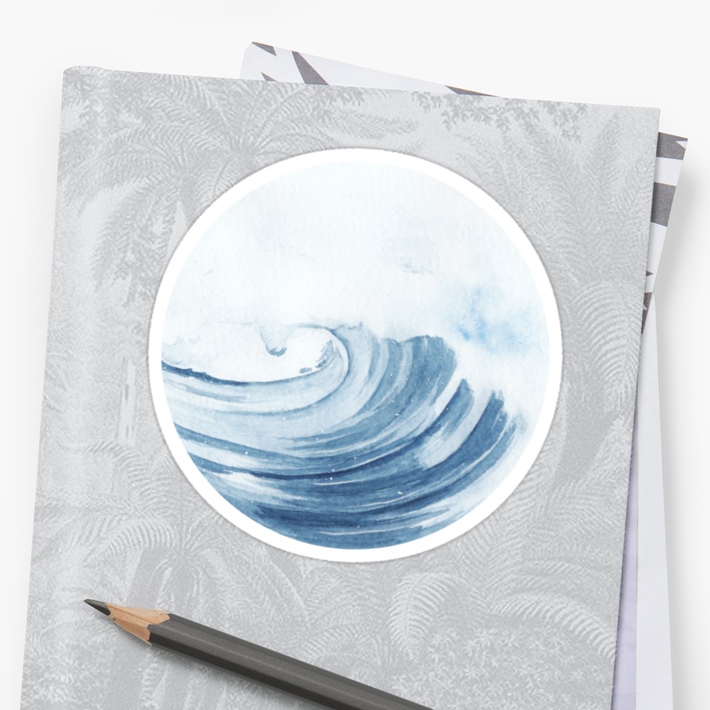 1000x1000 Watercolor Waves Stickers By Kareanddesign Redbubble