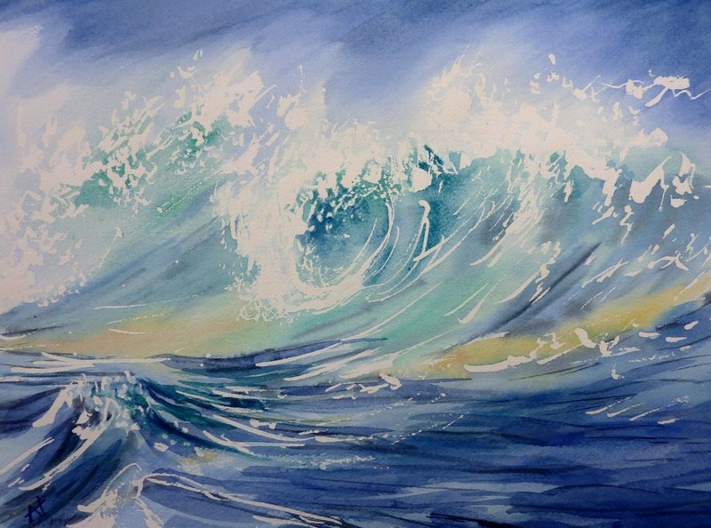 800x594 Breaking Waves By Ann.hilton@shaw.ca, Cold Press Paper, Marine