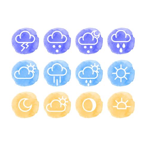 490x490 Vector Watercolor Weather Icons