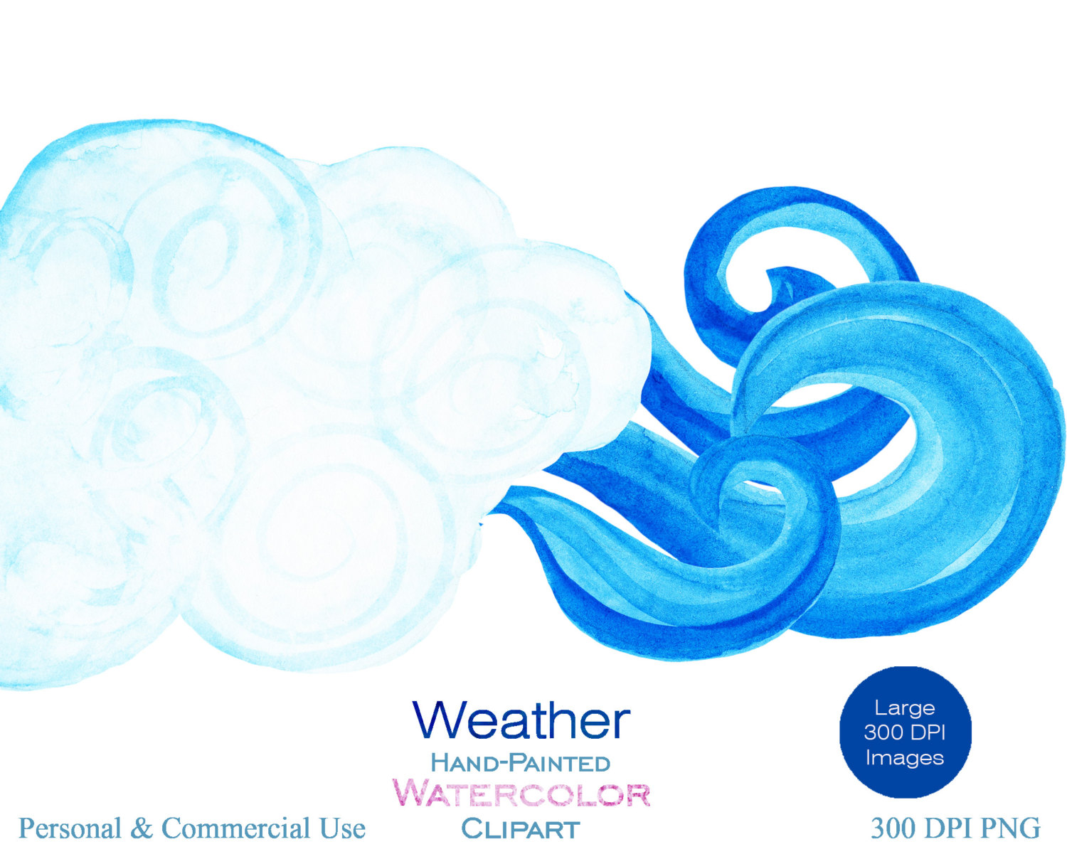 1500x1201 Watercolor Weather Clipart For Commercial Use Cute Weather Clouds