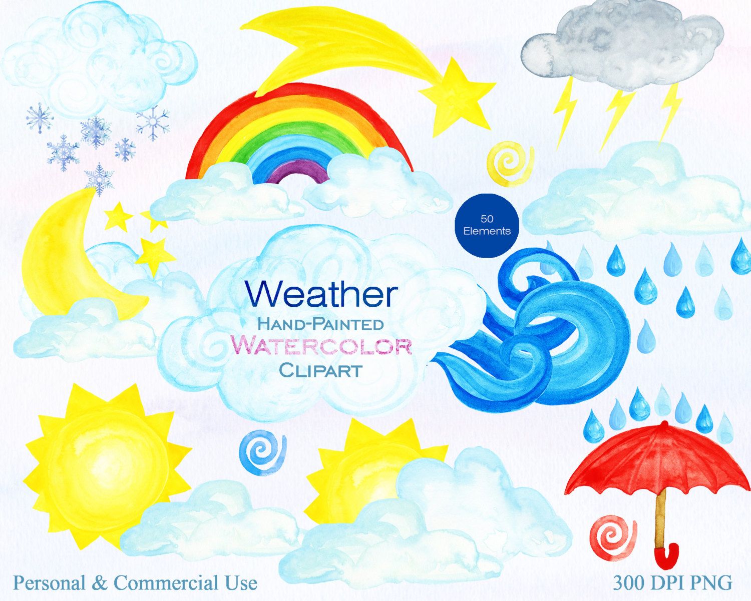 1500x1201 Watercolor Weather Clipart For Commercial Use Watercolor Cloud