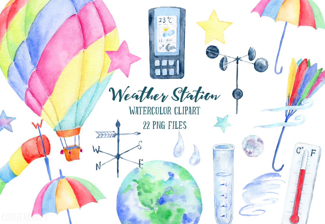 1120x772 Watercolor Clipart Weather Station By Cornercroft