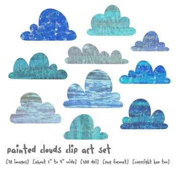 350x350 Watercolor Clouds Clip Art, Blue Gray Cloud Images, Weather, Preschool