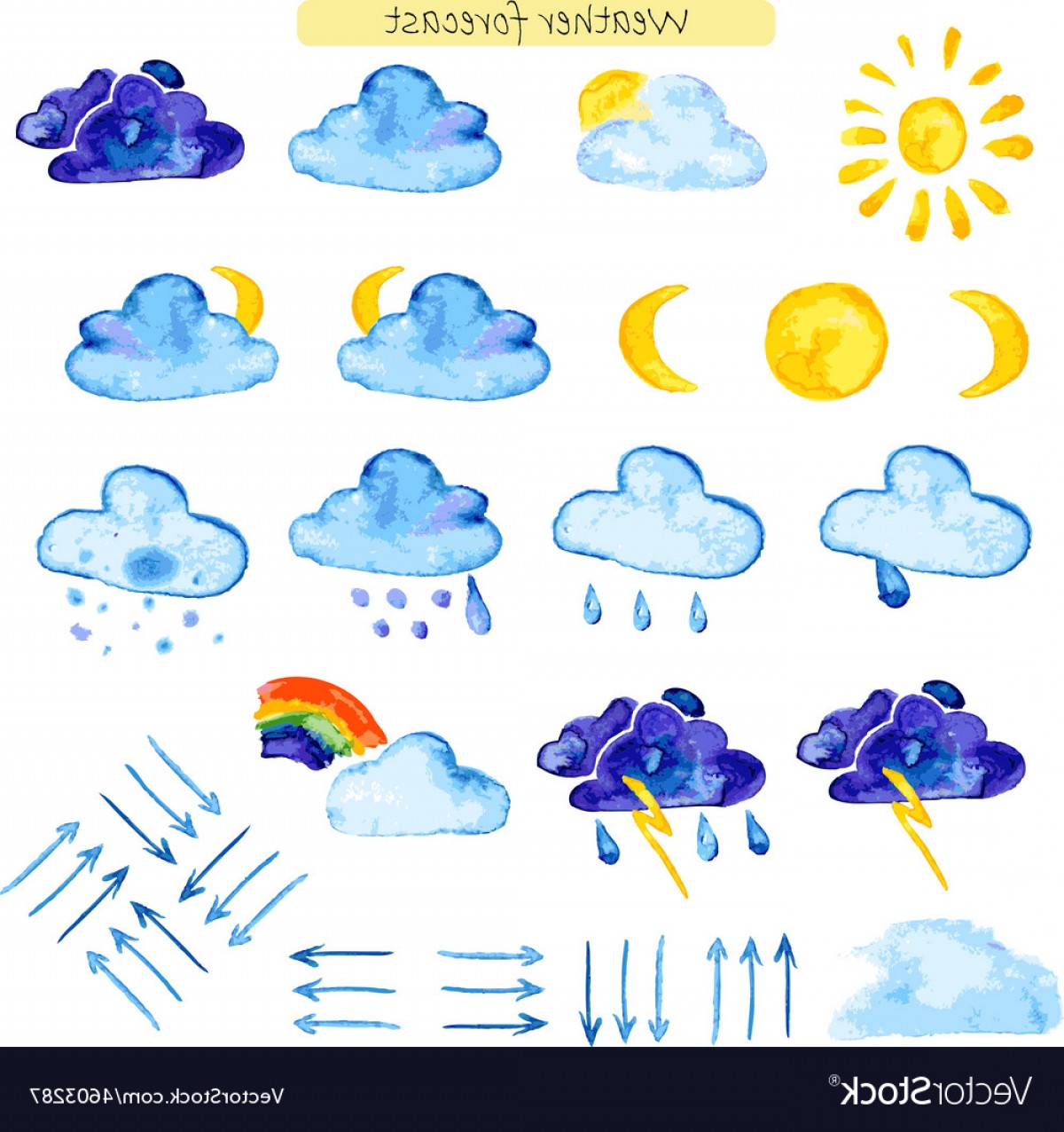 1200x1276 Watercolor Icons Weather Forecast Vector Orangiausa