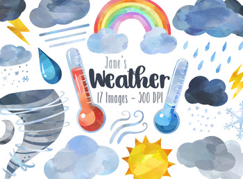 350x258 Watercolor Weather Clipart By Digitalartsi Teachers Pay Teachers