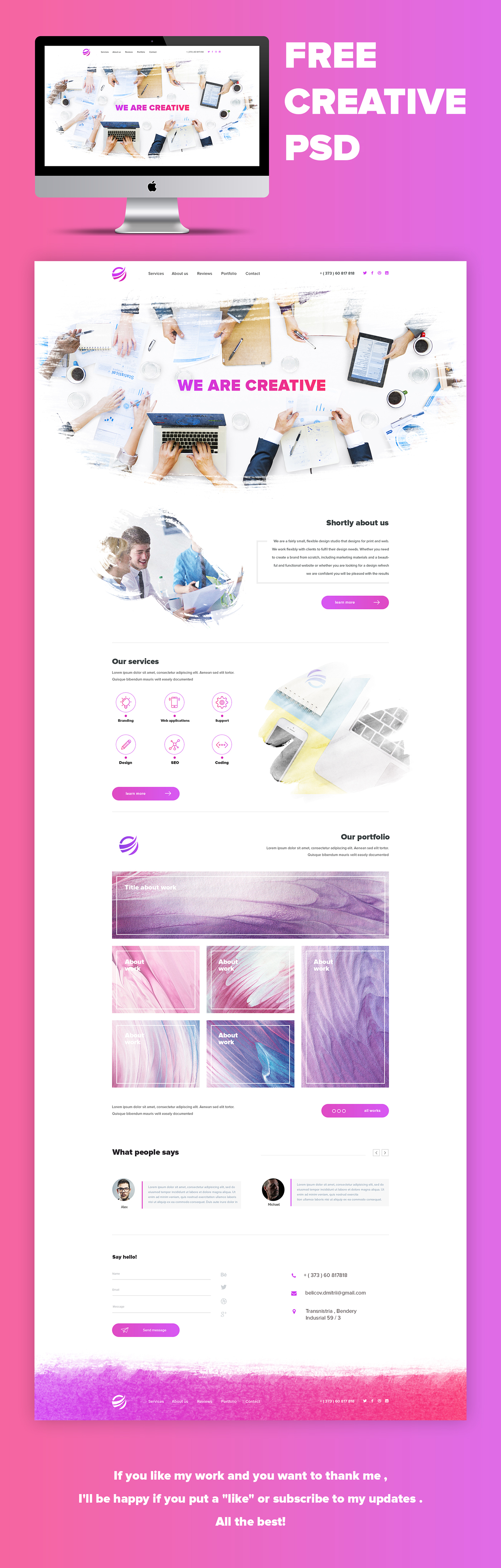 1400x4375 Watercolor Website Template Psd Pinspiry