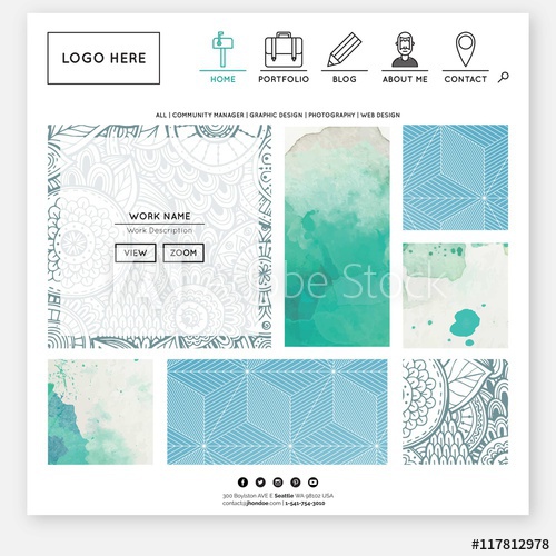 500x500 Website Template In Watercolor Design
