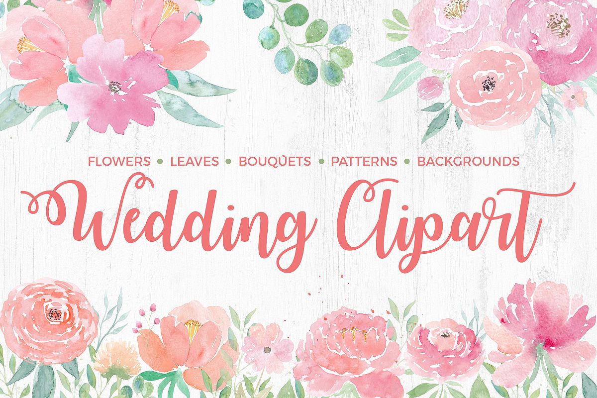 1200x800 Watercolor Wedding Clipart. Flowers Amp Textures
