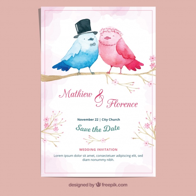 626x626 Watercolor Wedding Card Vector Free Download