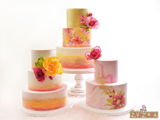 540x405 Watercolor Wedding Cakes