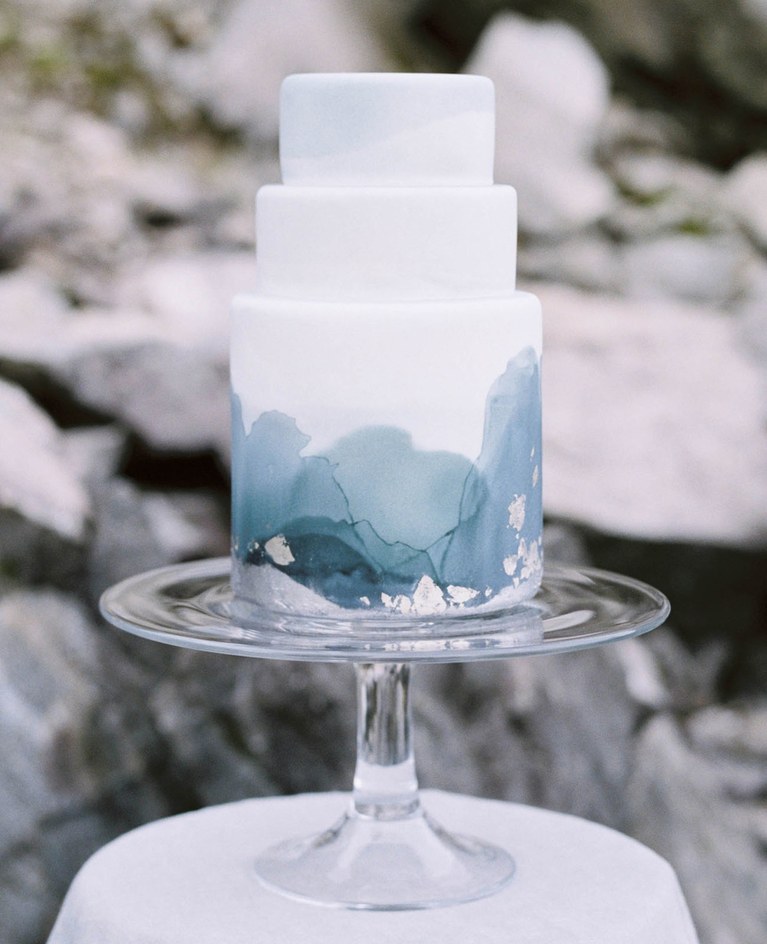 767x944 Beach Inspired Watercolor Wedding Cake Brides
