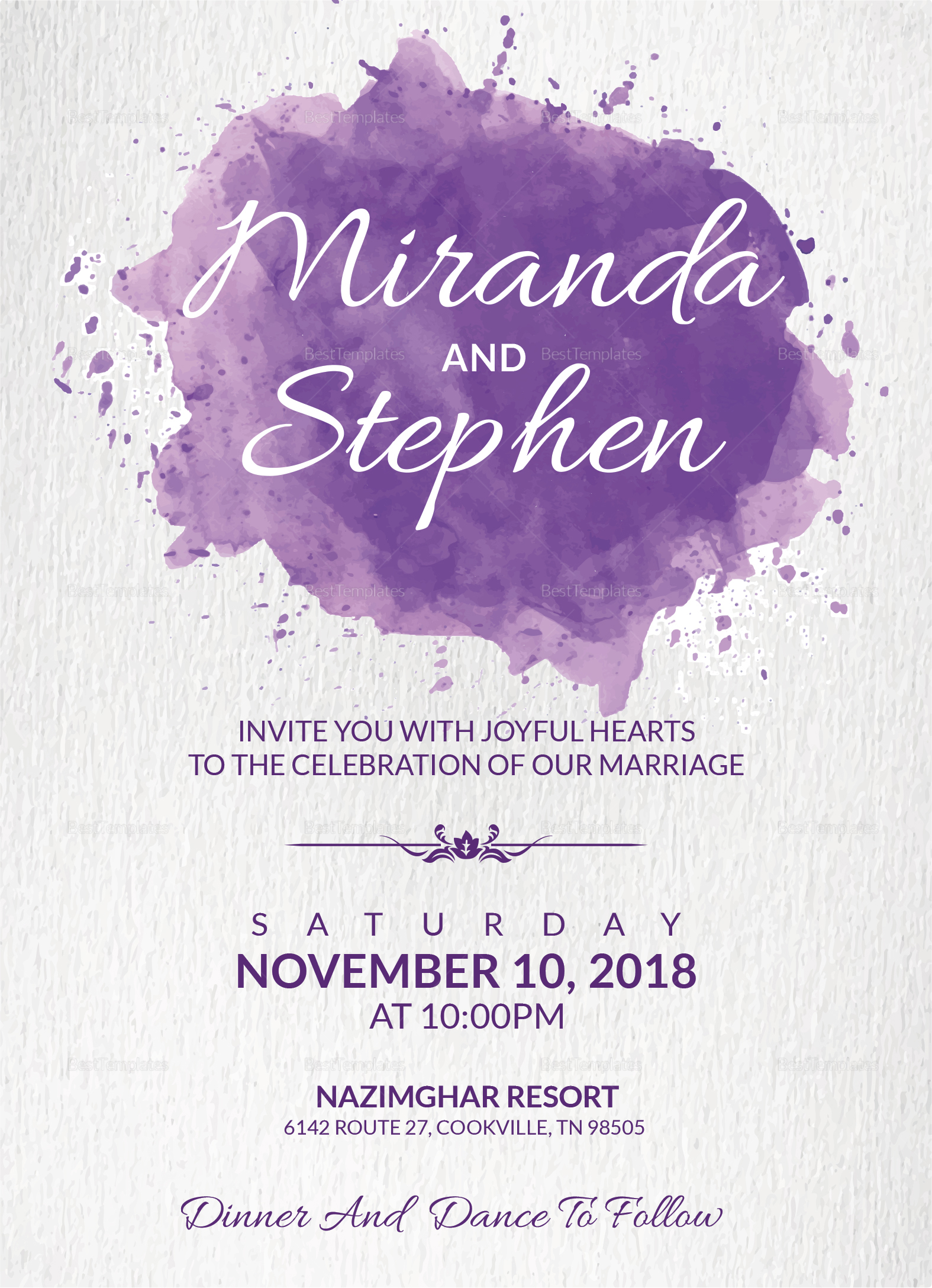 1575x2175 Watercolor Wedding Invitation Card Design Template In Word, Psd