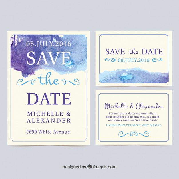 626x626 Watercolor Wedding Invitation Cards Vector Free Download